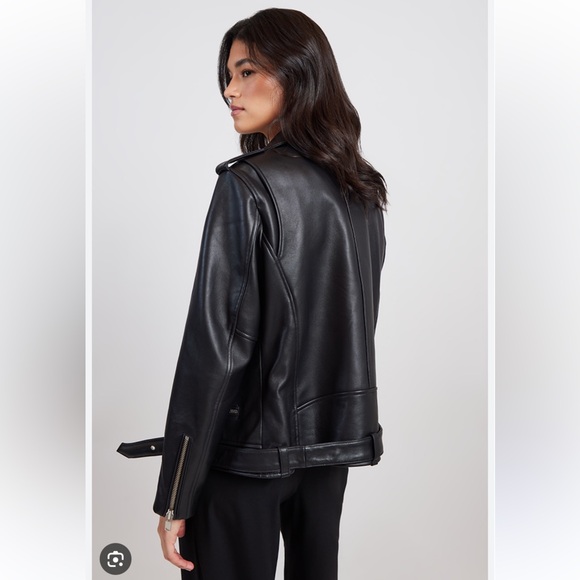 NWT ENA PELLY NEW YORKER OVERSIZED LEATHER JACKET SZ 2 - Picture 10 of 13